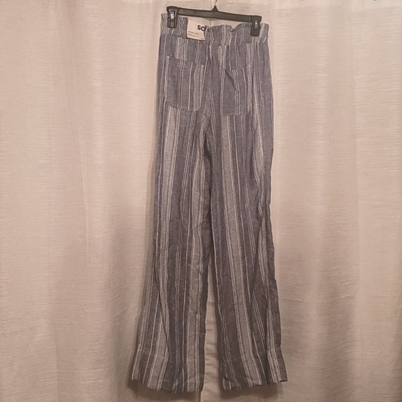 So wide leg linen pant size M blue and white - Picture 2 of 3